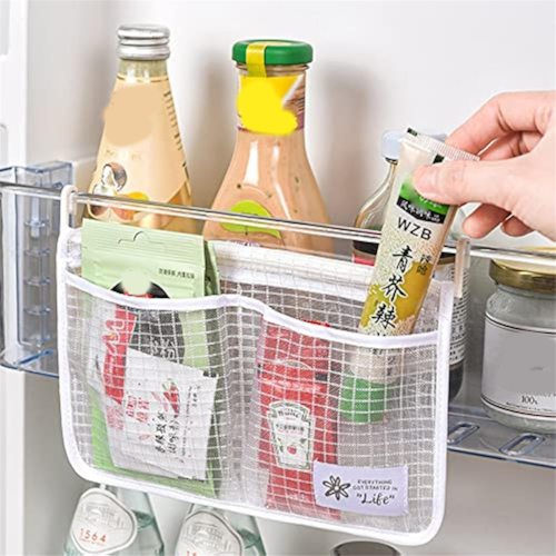 4PCS Refrigerator Door Organizer Set, Fridge Hanging Mesh Bag 2