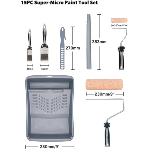 ROLLINGDOG Paint Roller Set - Paint Rollers and Tray Sets with Extension Pole,Paint Brush 2