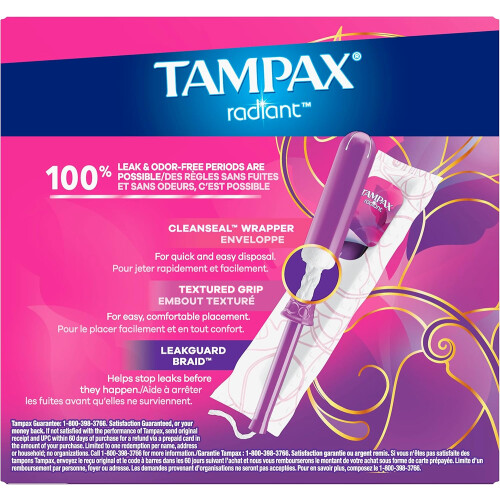 Tampax Radiant Tampons, Super Absorbency, With Leakguard 1