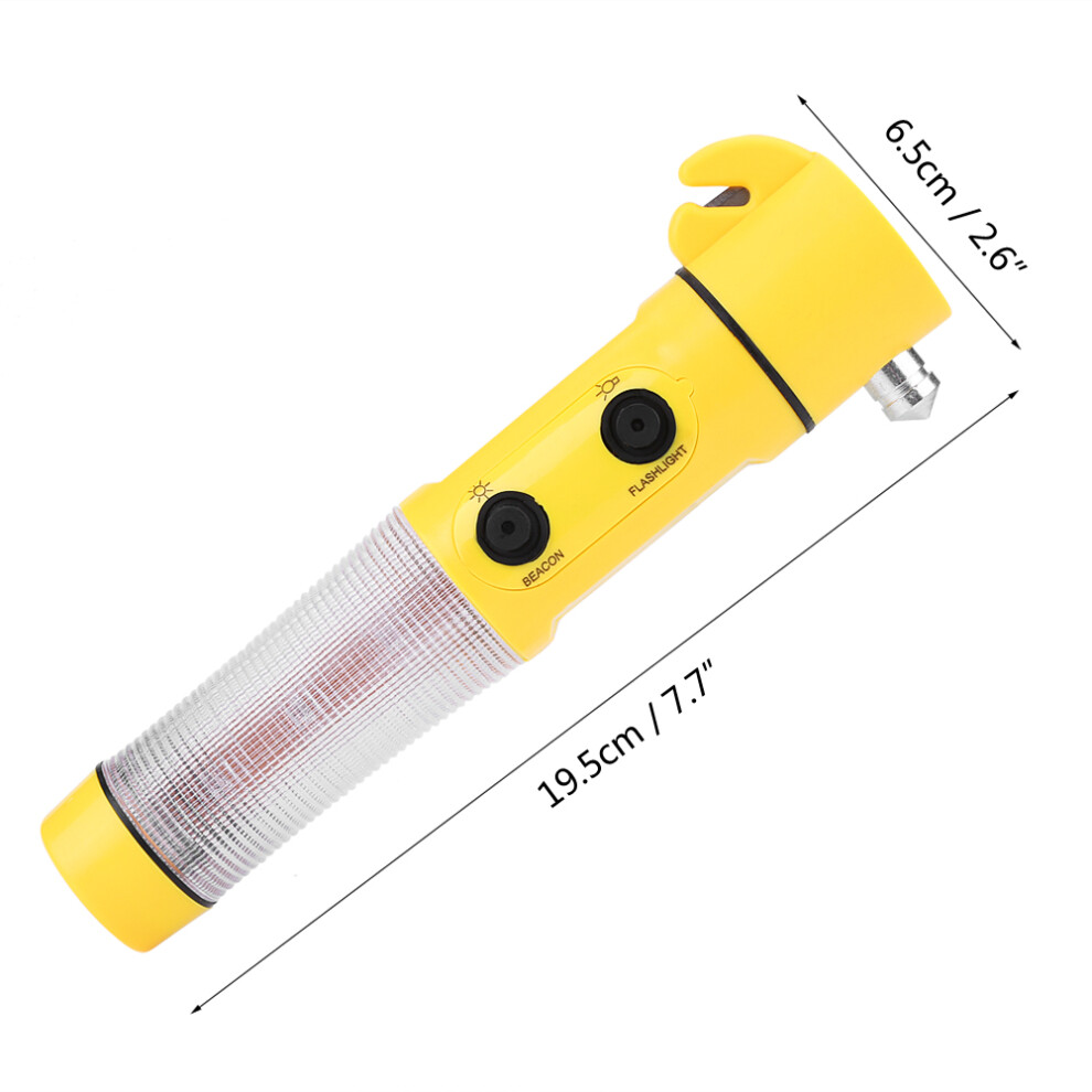 4 In 1 Car Emergency Escape Hammer Safety Seat Belt Cutter Led Torch Warning Flashlight 6951324292388