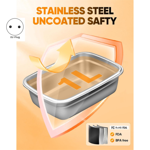 Cordless Electric Lunch Box,Self-Heating Food Warmer,EU Plug 1