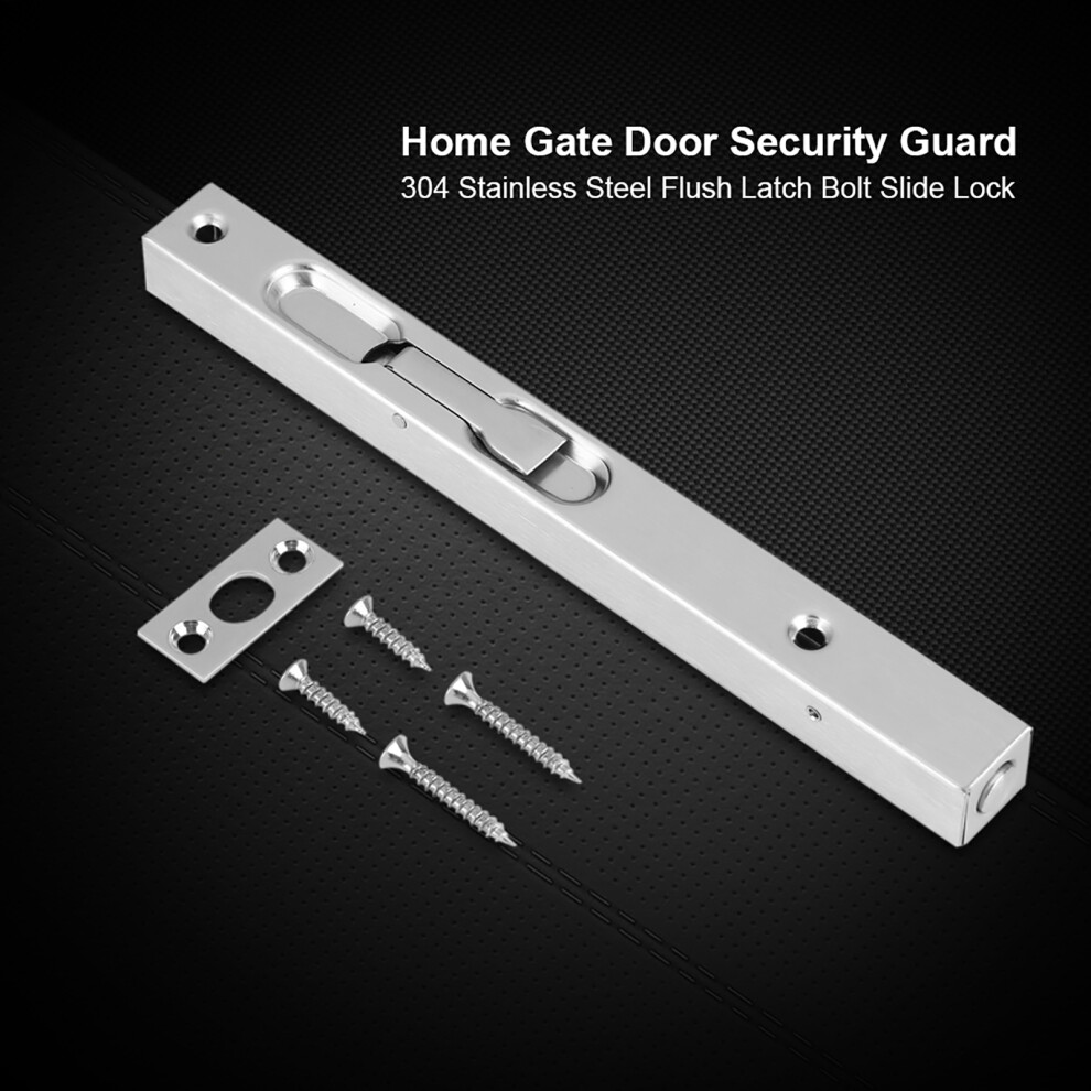 Home Gate Door Security Guard 304 Stainless Steel Flush Latch Bolt Slide Lock 8Inch 7621324293287