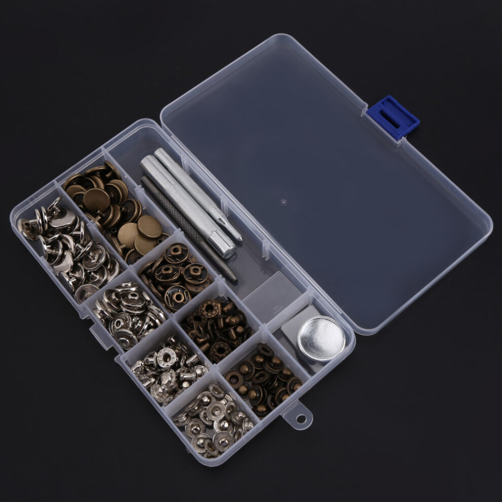 50 Sets Press Stud Snap Button Popper Fastener with Setting Tool for Leather Clothes 831#15mm