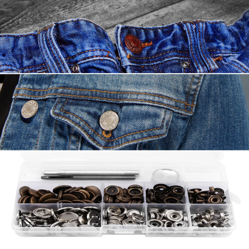50 Sets Press Stud Snap Button Popper Fastener with Setting Tool for Leather Clothes 831#15mm 2