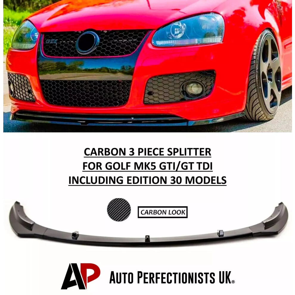 For Vw Golf Mk5 Gti Gt Tdi Front Splitter Spoiler Lip Body Kit 2003-08 5061072663079