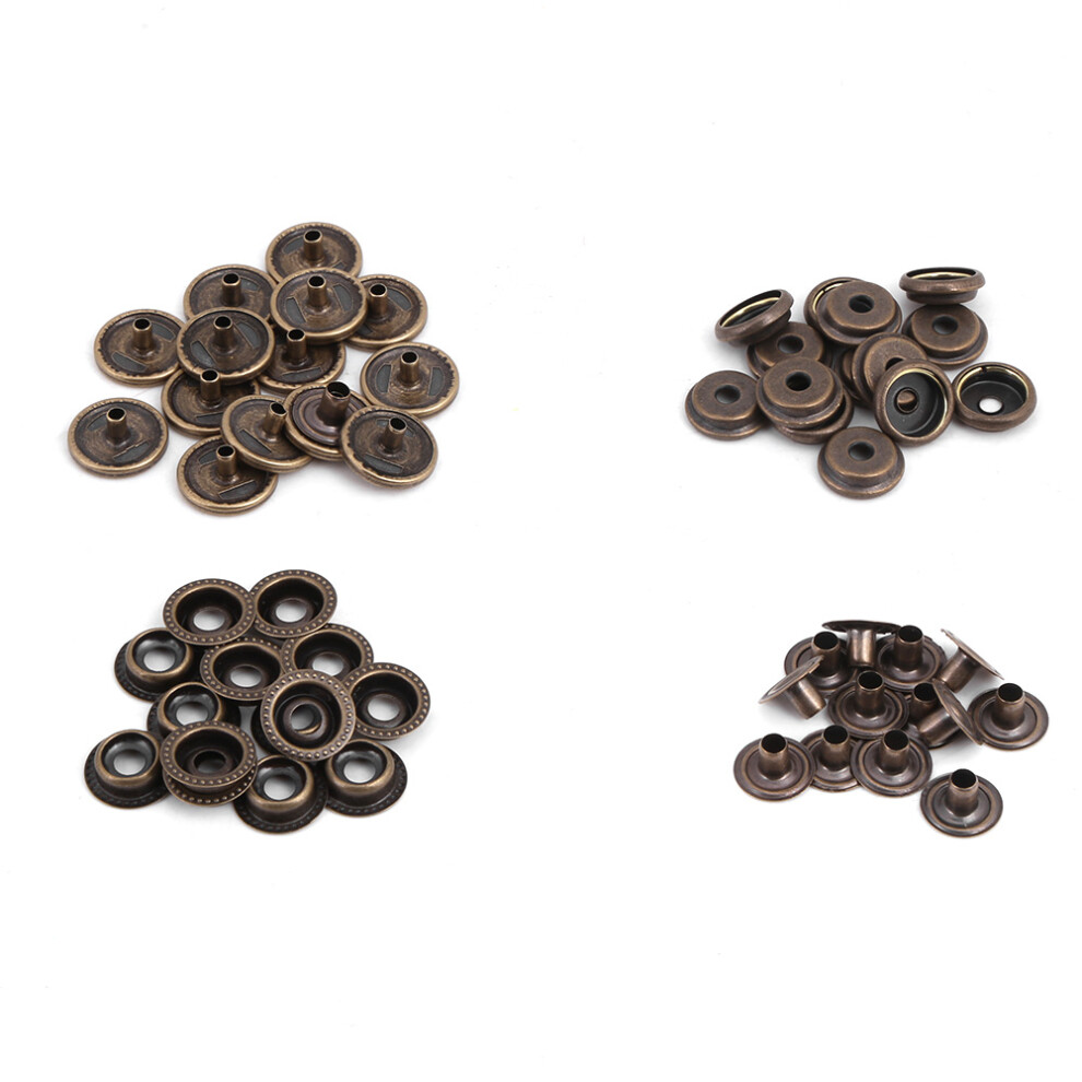 Metal Press Stud Snap Button Fastener For Leather Clothes Jacket Repair(Bronze 3Pcs Tool) 4951324295237