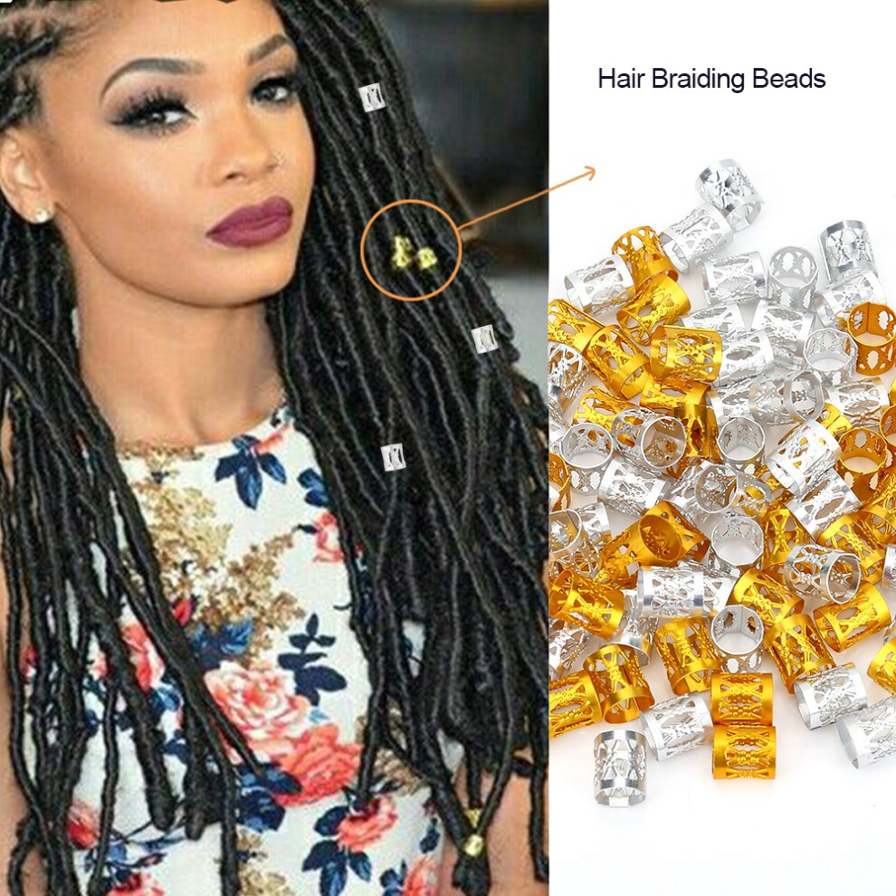 Silver/Gold 100Pcs Adjustable Metal Hair Braid Bead Rings Cuff Hair Beauty Decoration Tools