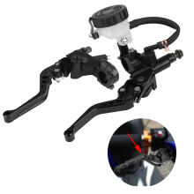 Universal 7/8"(22mm) Motorcycle Brake Clutch Master Cylinder Reservoir Levers Set Black