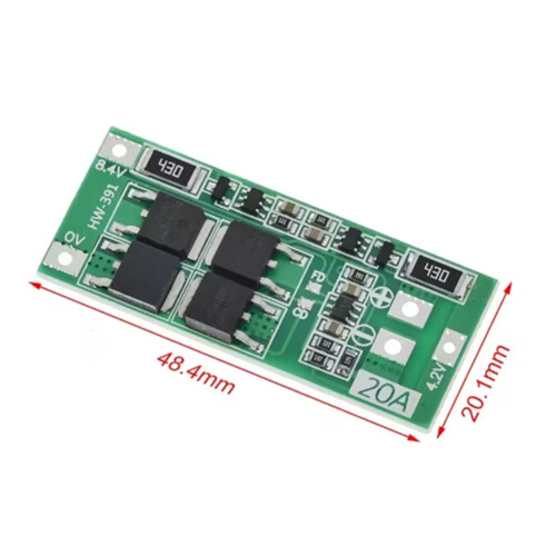 Placa de proteção de bateria de lítio 2S 20A 7,4V 8,4V 18650 1