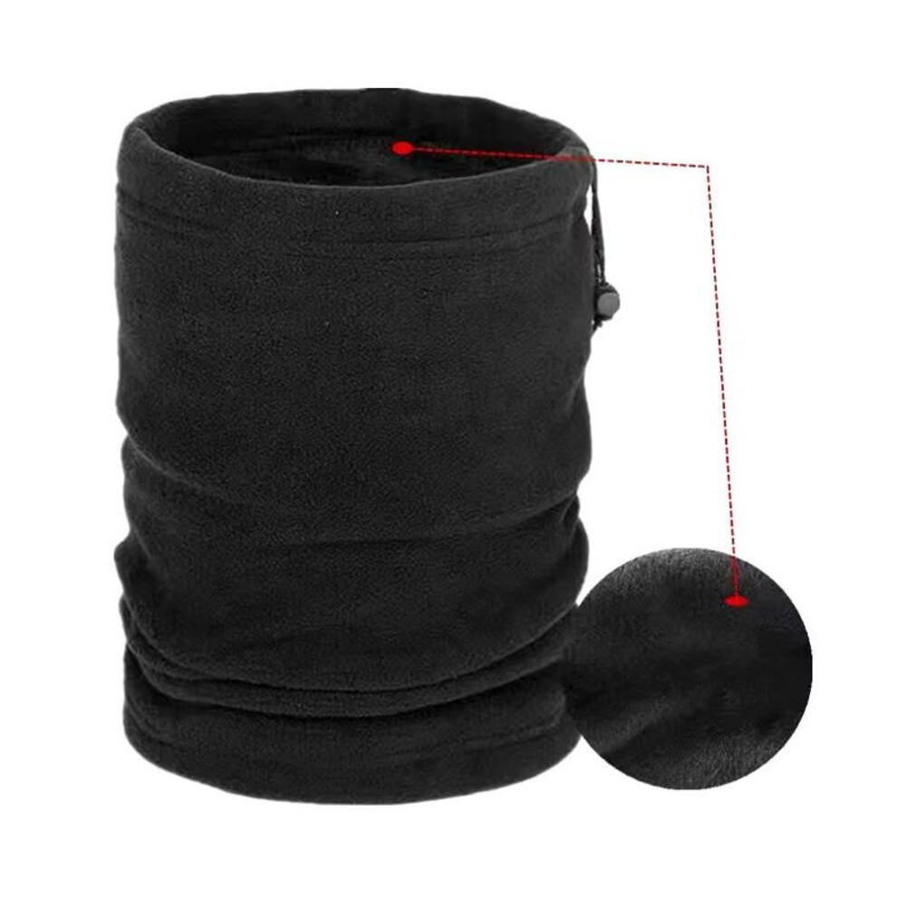 (Black) Winter Windproof Cycling Scarves Fleece Lining Neck Tube Face Cover Ear Warmer Drawstring Outdoor Black 3700784287785