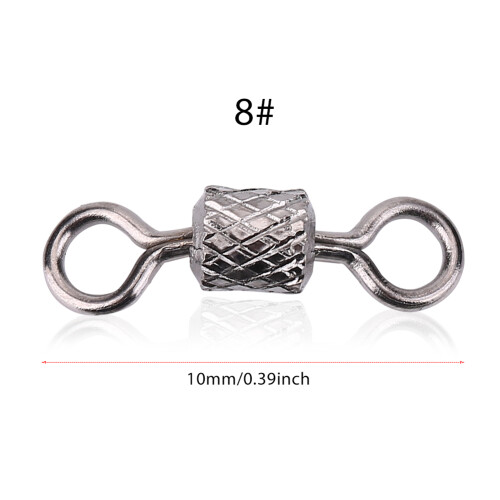 100pcs High Strength Copper Barrel Rotate Ring Swivels Fishing Accessory (8#) 2