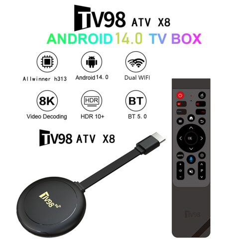 TV Box Android 14 8K TV98 ATV Allwinner H313 Quad Core 2