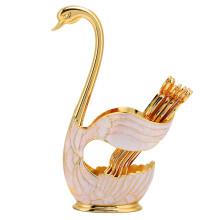 Elegant European Swan Coffee Dessert Spoon Set-Gold Decorative Tableware for Serving Fruits