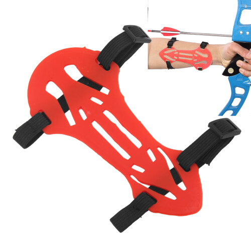 Adjustable Rubber Archery Arm Guard-Safe,Breathable,Elastic for Summer Use,Red Color 1