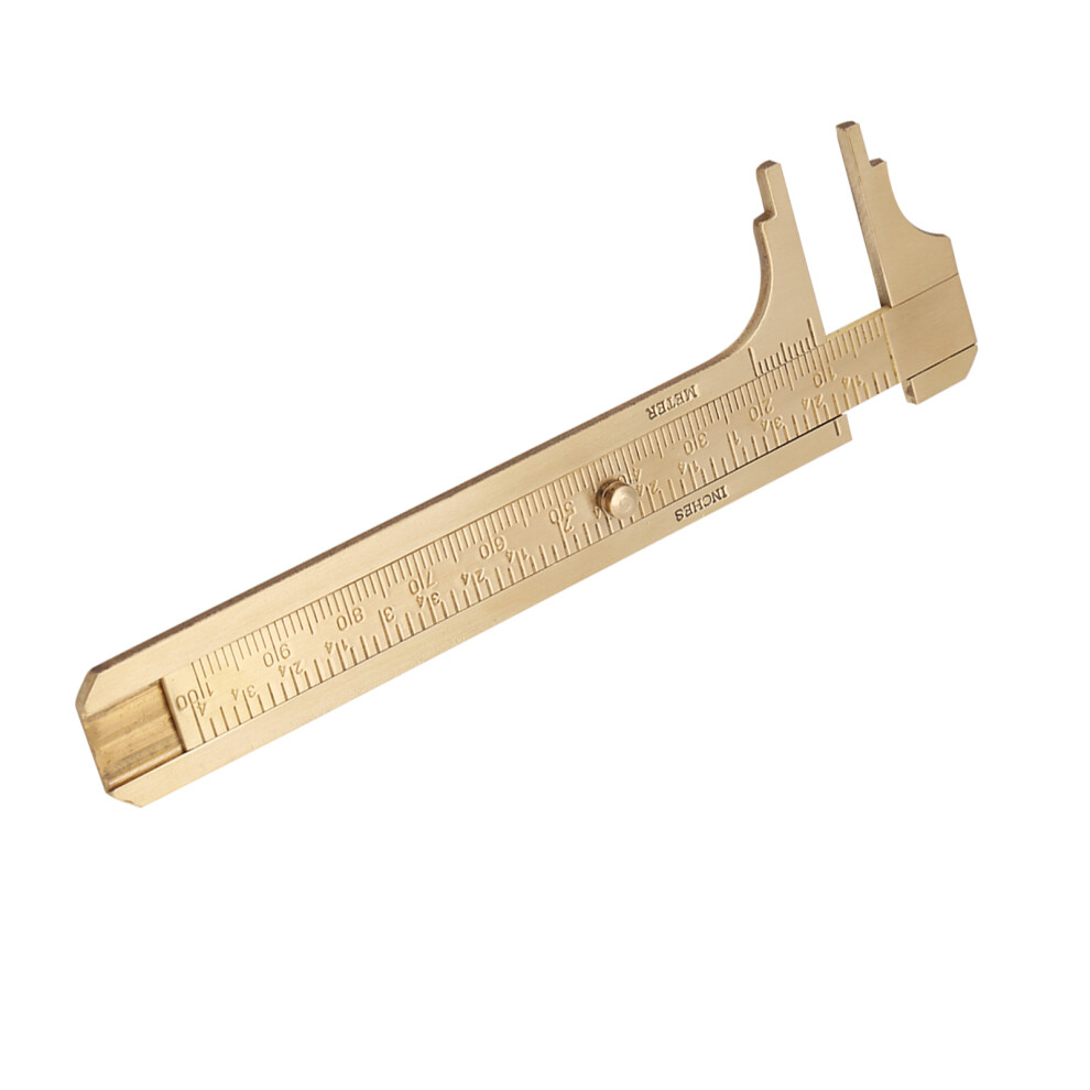 1Pc Brass Sliding Gauge Vernier Caliper Ruler Measuring Tool Double Scales Mm/Inch (100Mm) 7651324300821