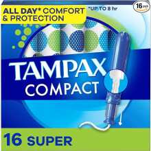 Tampax Compact Pearl Tampons, with LeakGuard Braid