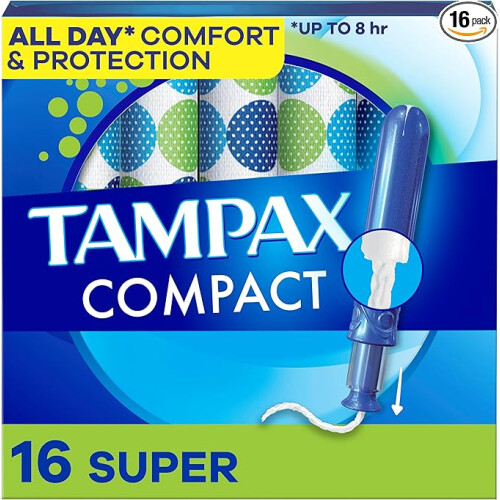Tampax Compact Pearl Tampons, with LeakGuard Braid