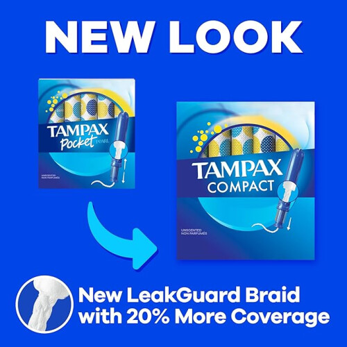 Tampax Compact Pearl Tampons, with LeakGuard Braid 1