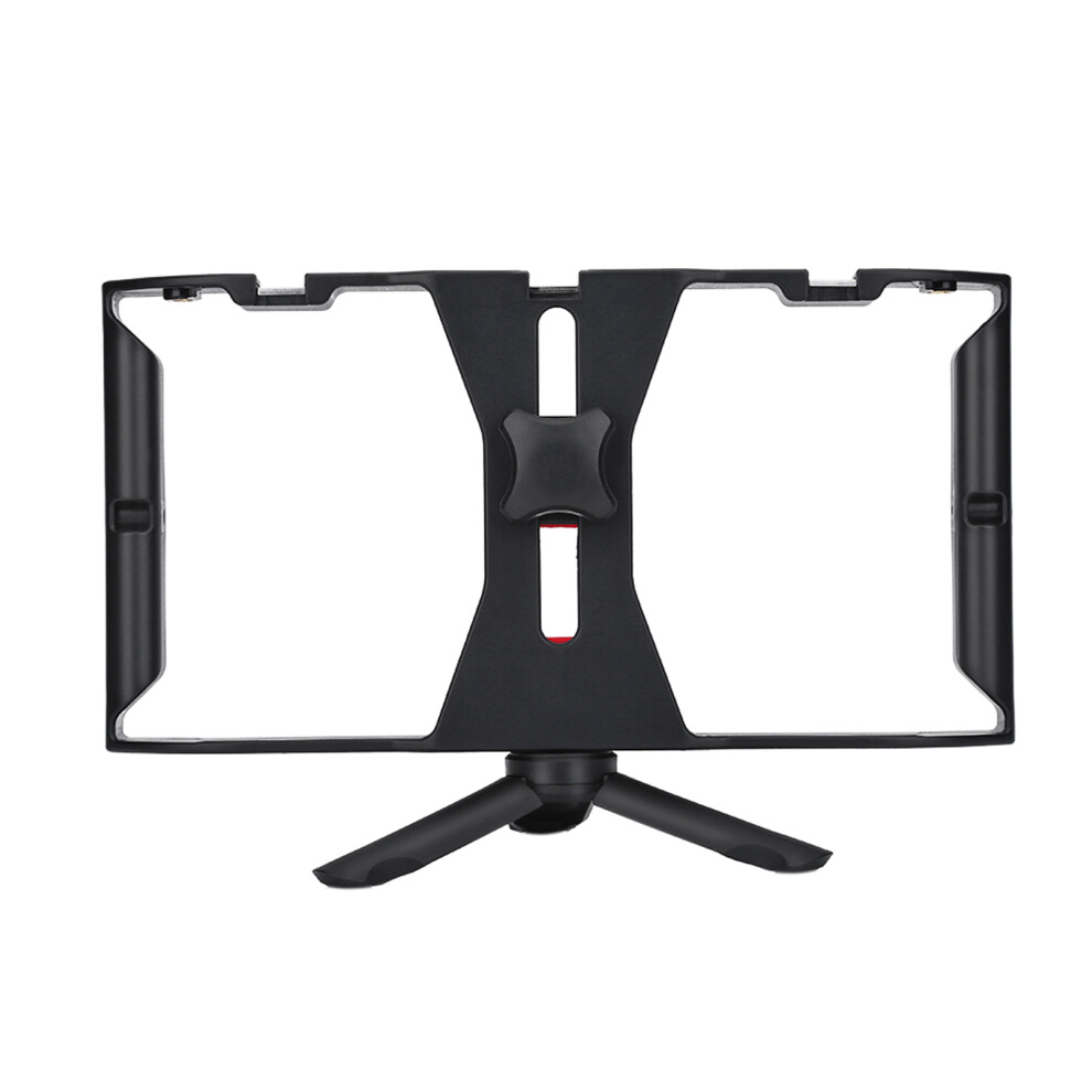 Dual Hanlde Handheld Phone Adjustable Stabilizer Support Recording Rig With Tripod 4691324301926