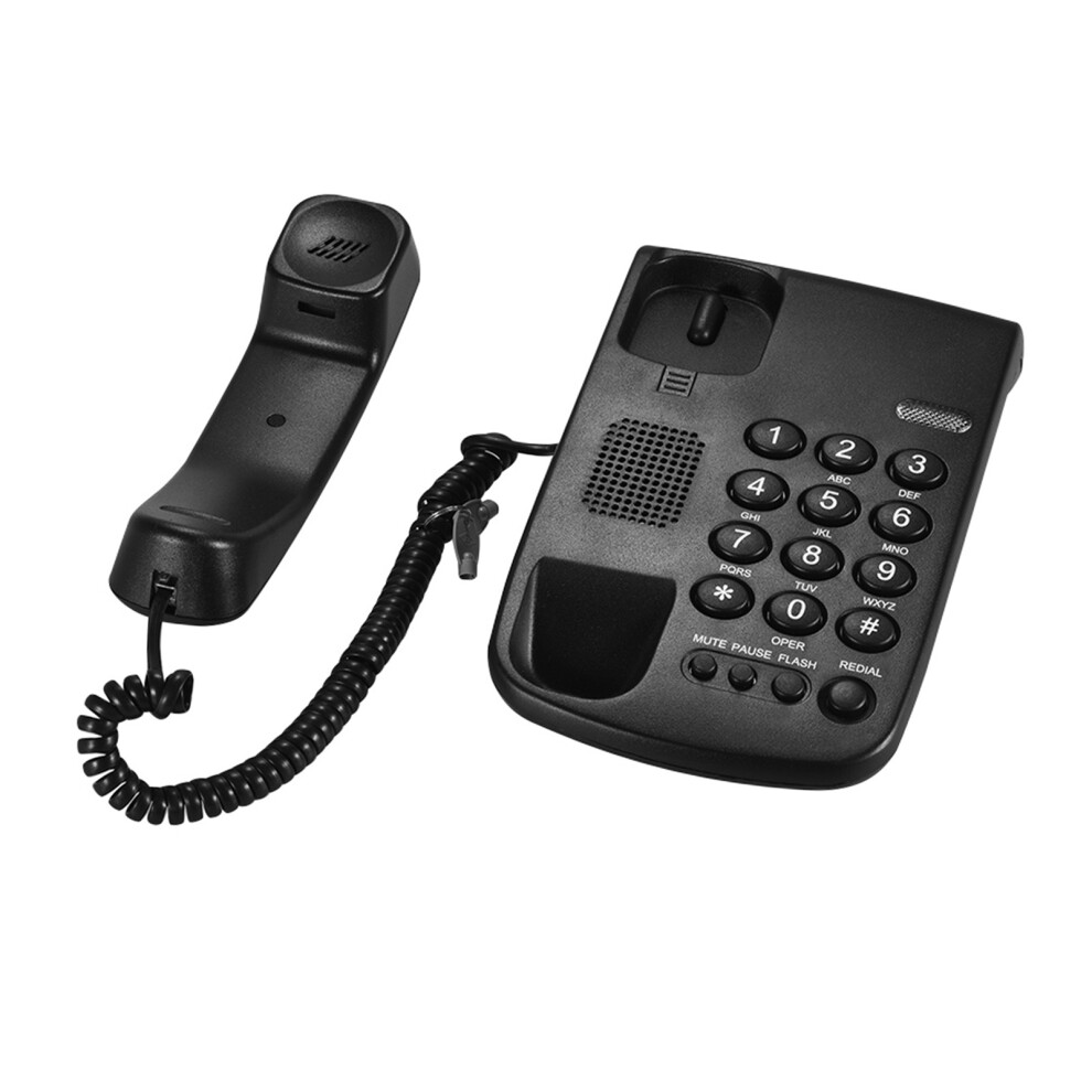 Portable Corded Telephone Phone Pause/ Redial/ Flash/ Mute Mechanical Lock Wall Mountable Base Handset For House Home Call Center Office Co 5081324302419