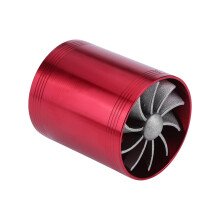Aluminum Car Air Intake Turbonator Dual Fan Turbine Super Charger Gas Fuel Saver Turbo Red