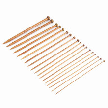 Bamboo Knitting Needles Set, Single Pointed Carbonized Knitting Needle 18 Sizes (2mm to 10mm)