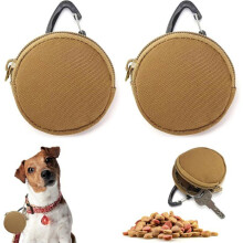 2er Set Leckerlibeutel für Hunde, khaki, mit Karabiner, für Spaziergänge
