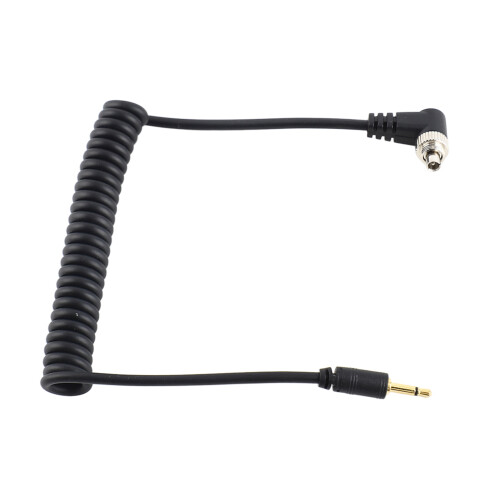 2.5mm to Male Flash PC Sync Cable Cord with Screw Lock Extended Coiled Wire
