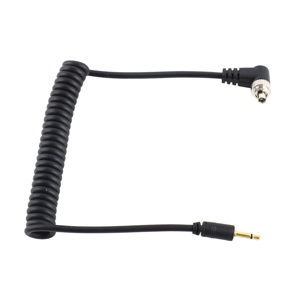 2.5Mm To Male Flash Pc Sync Cable Cord With Screw Lock Extended Coiled Wire 4681324306625