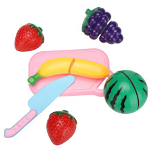 Kinderküchen-Spielset aus Kunststoff mit Schneide-Spielzeug für Kleinkinder, Erdbeer-Edition