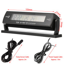 Hochpräzises Auto-Volt- und Thermometermessgerät mit LCD-Anzeige, kompakt 15,5x4,6x2,1 cm