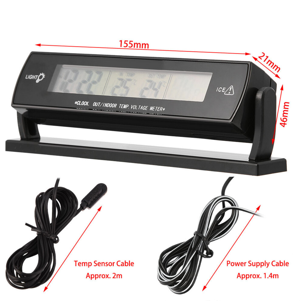 High Accuracy Auto Car Temperature Voltage Monitor Thermometer Voltmeter Digital Lcd Display 9331324307966