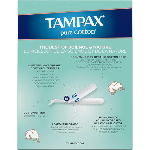 Tampax Pure Cotton Tampons, Unscented, 24 Count 1