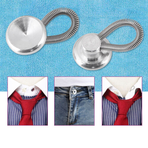 20pcs Flexible Spring Waist Extending Buttons Collar Expanders for Shirt Collar Jeans 2