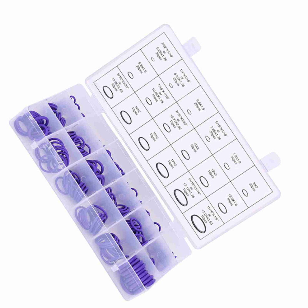 270Pcs Assorted Car Air Conditioning Compressor O Ring Seal Gasket Rubber Washer Seals Purple 5001324310177