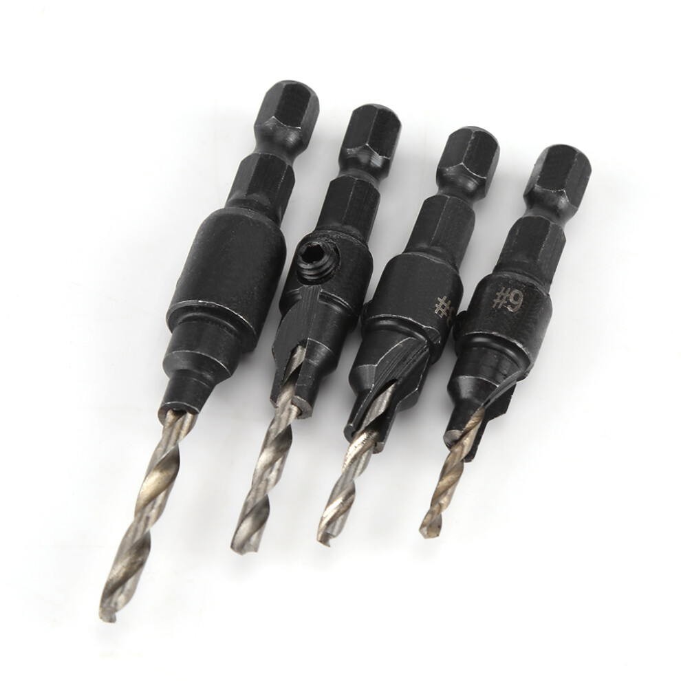 1/4Inch Hex Shank Hss Drill Bits Fast Change #6 #8 #10 #12 Countersink Woodworking Tool 4971324311157