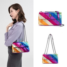 Women's Rainbow Eagle Head Shoulder Bag – Colorblock Chain Crossbody Purse with Bold Design