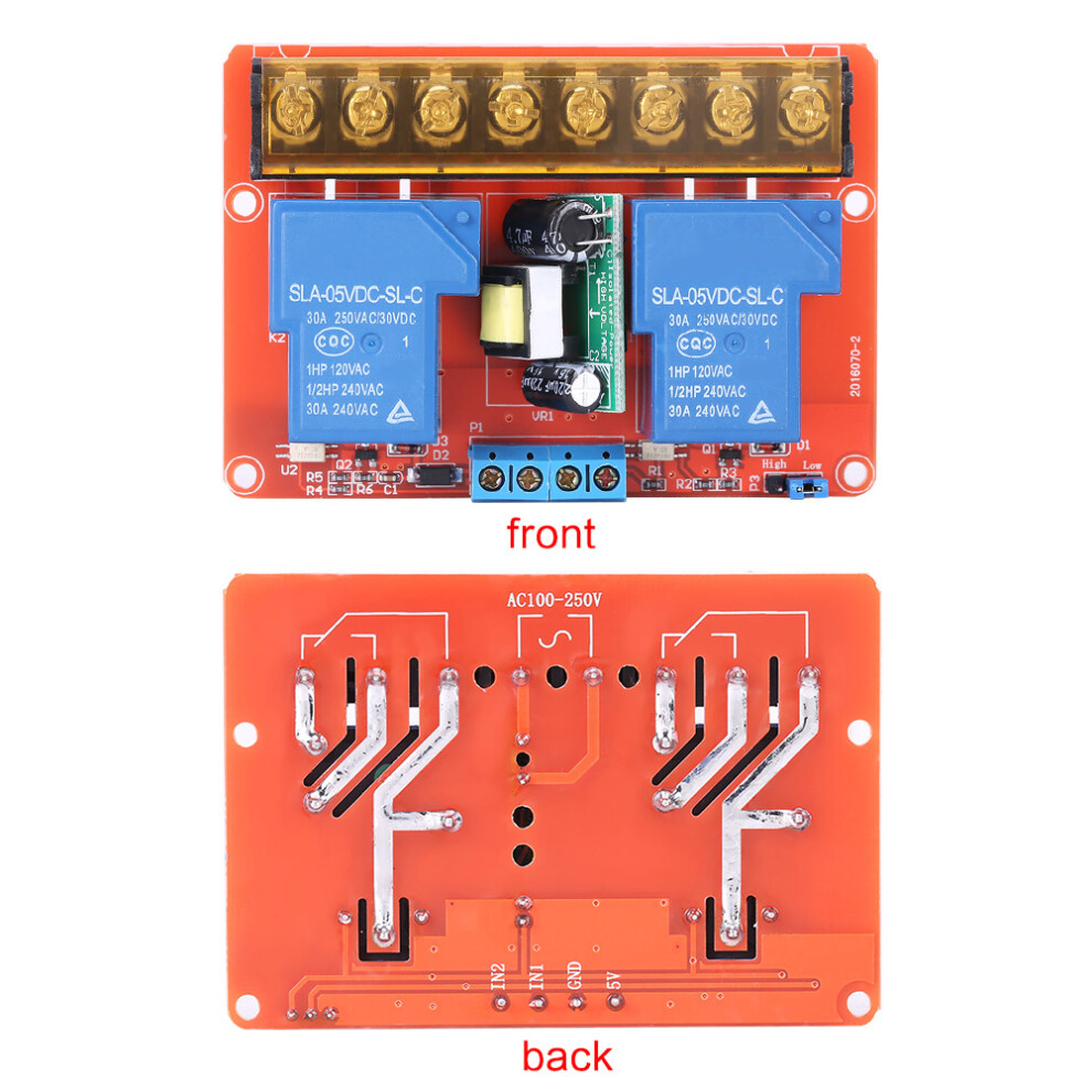 Ac100v-250V 30A High Power 2-Channel Relay Dc5v High Low Level Trigger Switch Module 8281324311702