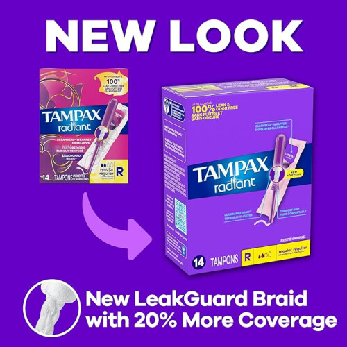 Tampax Radiant Tampons, with LeakGuard Braid 2
