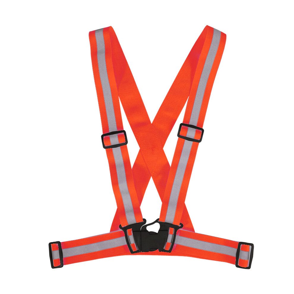 Reflective Vest Adjustable Elastic Safety Vest Strap For Running Cycling Jogging Orange 8721324312564