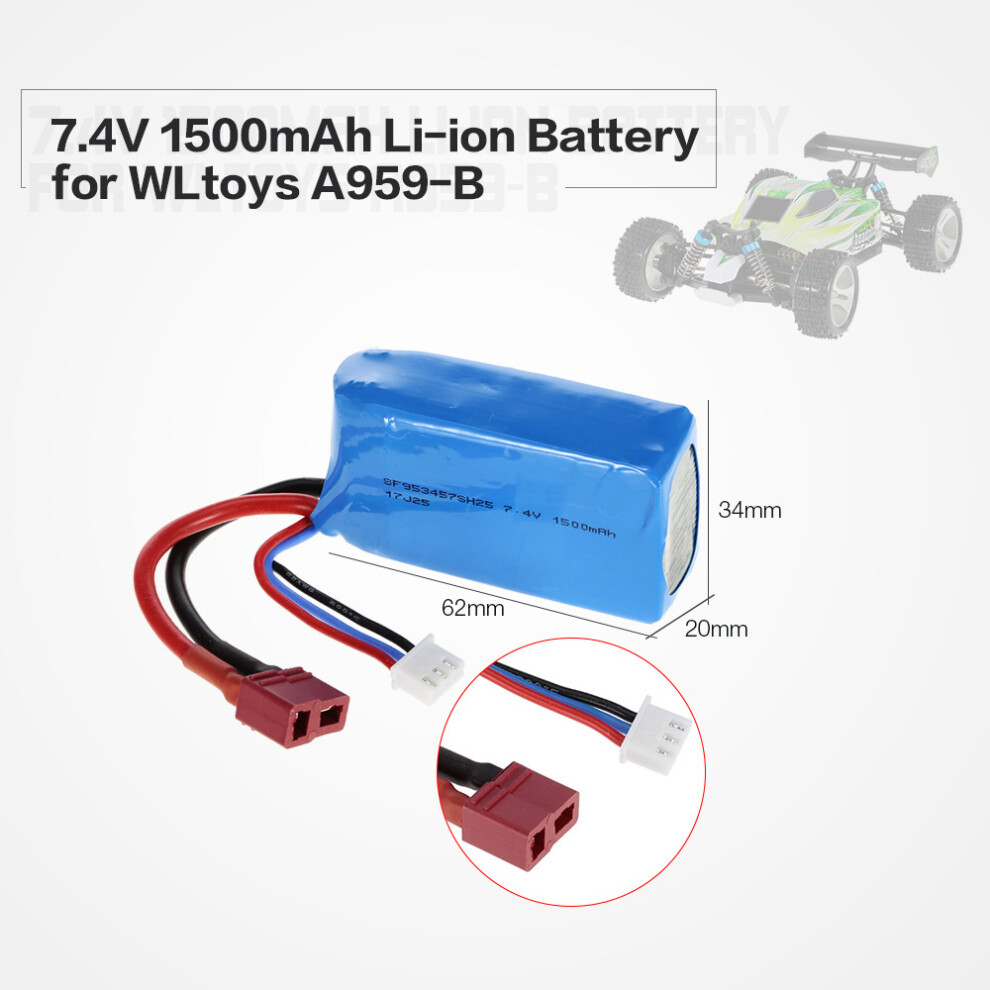 7.4V 1500Mah Lipo Rechargeable Battery For Wltoys A959-B A979-B 144001 Rc Buggy Car 4931324313995
