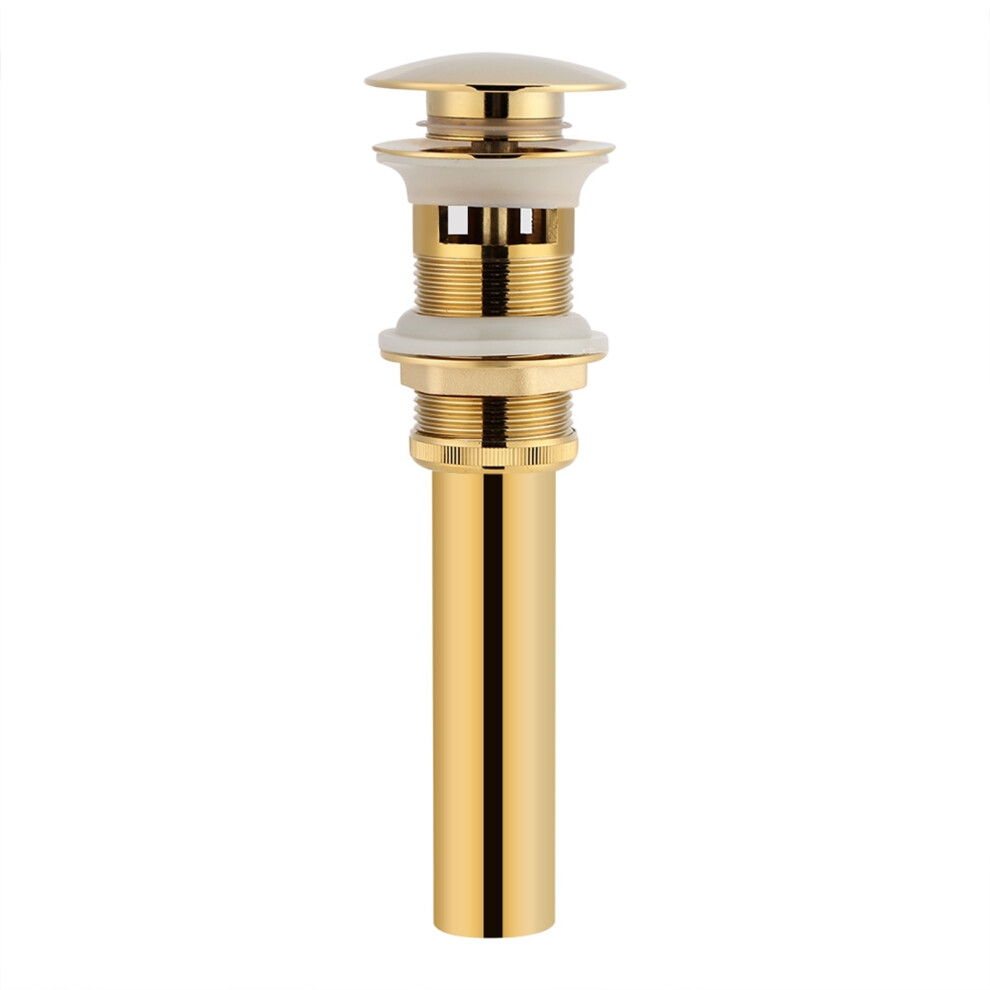 Kitchen Bathroom Basin Sink Solid Brass Pop Up Drain Stopper With Overflow Hole Golden 4691324314155