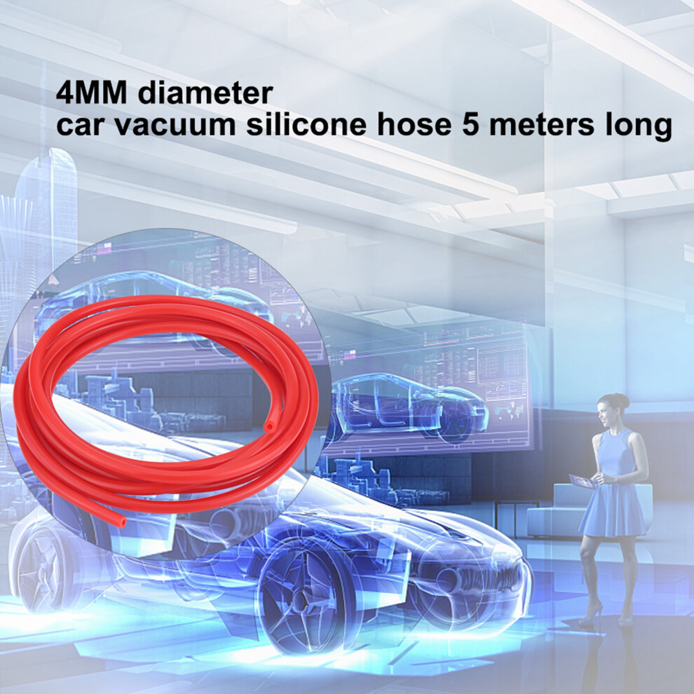 Car Auto 4Mm 5 Meters Silicone Vacuum Tube Hose Pipe Silicon Tubing Universal Red 9431324315326