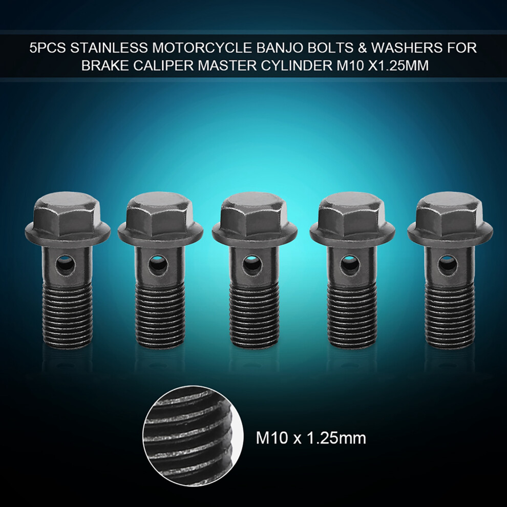 5Pcs Motorcycle Banjo Bolts & Washers For Brake Caliper Master Cylinder M10 X 1.25Mm 3771324316586