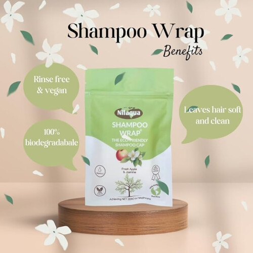 Nilaqua No Rinse Biodegradable Shampoo Cap - Shampoo Wrap 3 pack 1