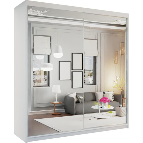 (200 cm, White) Monarch Double Mirror Sliding Door Wardrobe 2