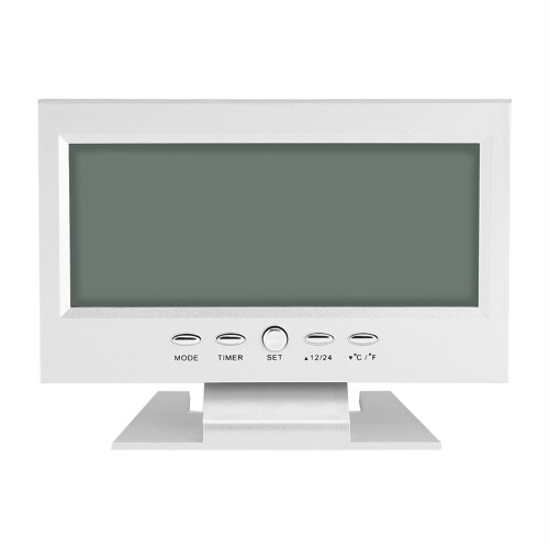 LCD Digital Sound Sensor Table Desk Alarm Clock with Calendar and Temp Display Silver 1