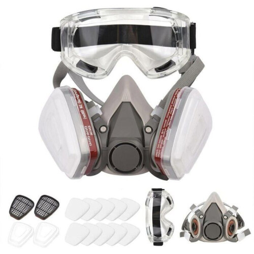 6200 Reusable Half Mask, Gas Mask with Goggles, Painter Protection, Multiple Colors, Large Size