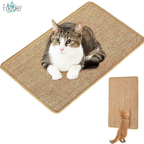 Natural sisal cat scratching mat, 40 x 60 cm, protects carpets and sofas.