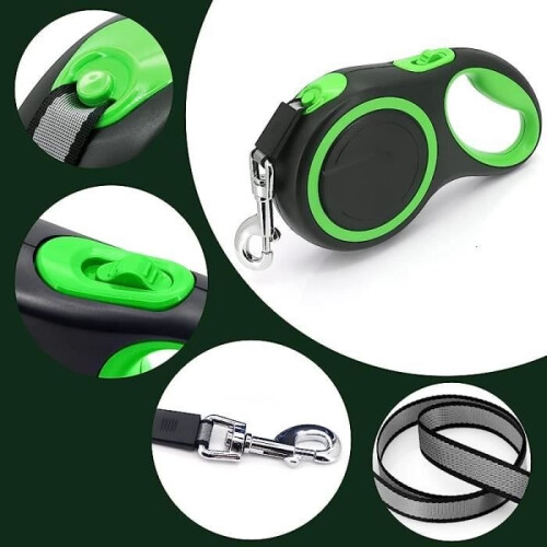 Retractable leash - AMOUNE - 8M - Green - For large dogs - Plastic reel 1